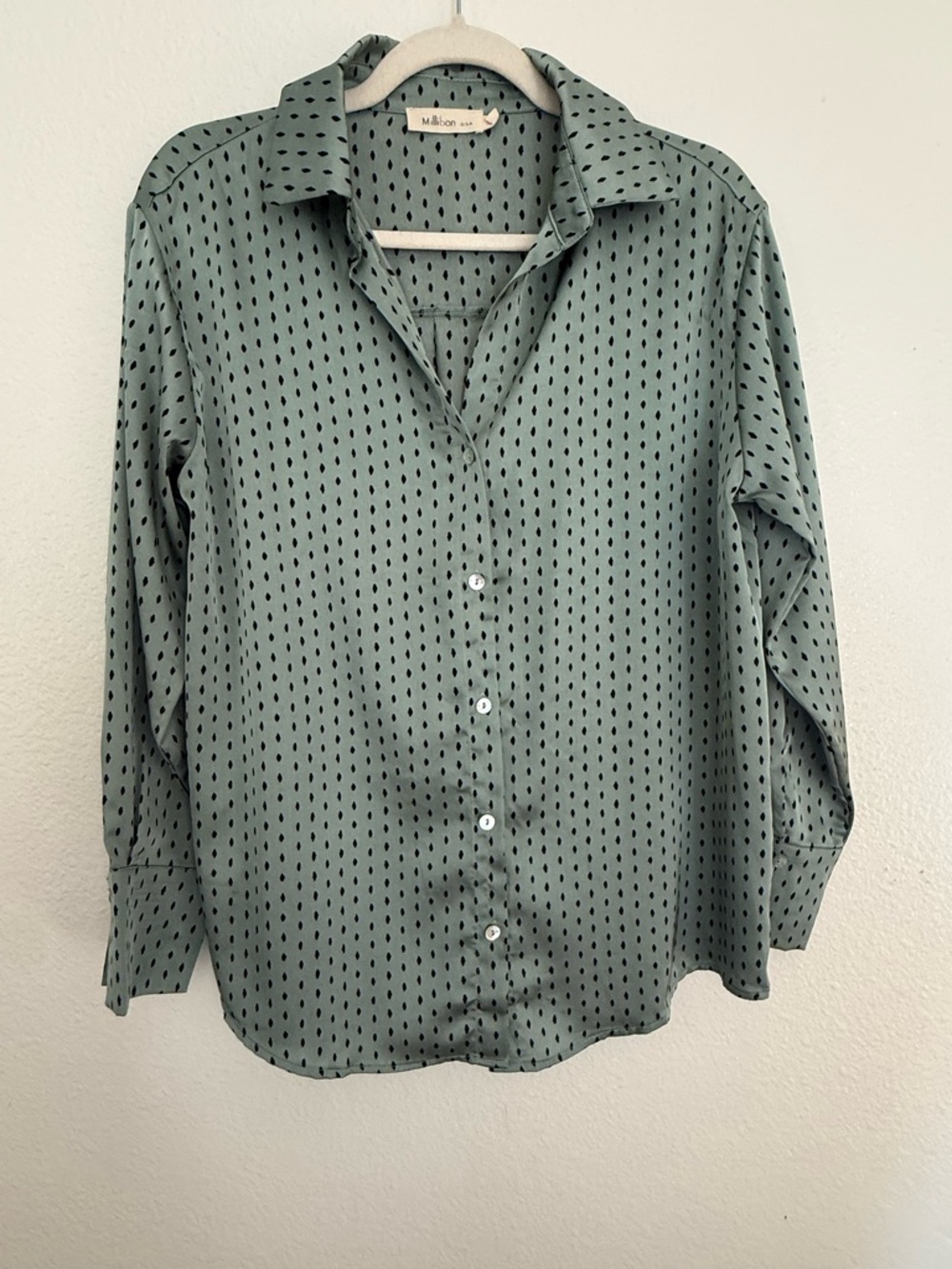 Millibon Sage Teal Dotted Button-Down Shirt